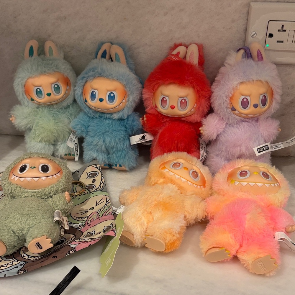 Pop Mart Plush Bunny Card Holder - Multicolor Fur Key & Card Holder